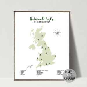 united kingdom national park map-UK national parks print