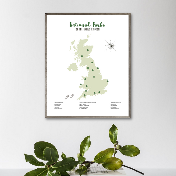 united kingdom national parks map print-uk np poster-gift for adventurer