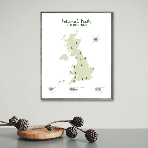 united kingdom national parks map print-adventure gift ideas-NP map of UK