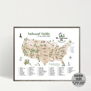 personalized national parks map-usa national parks checklist