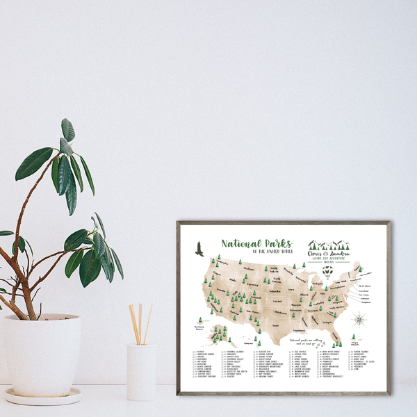national parks map print-personalized map gift