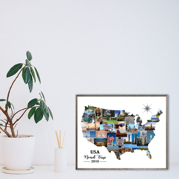 personalized travel collage-usa photo collage-map collage