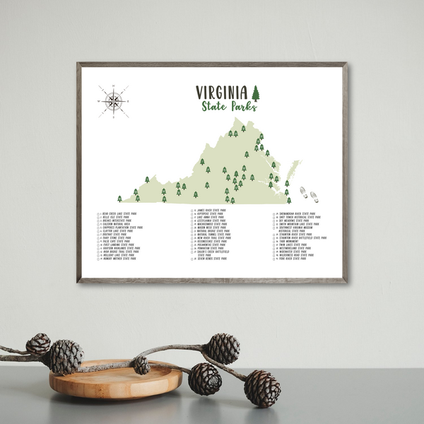 virginia state parks map poster-gift for traveler