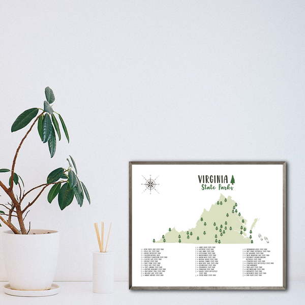virginia state parks map print-hiker gift map