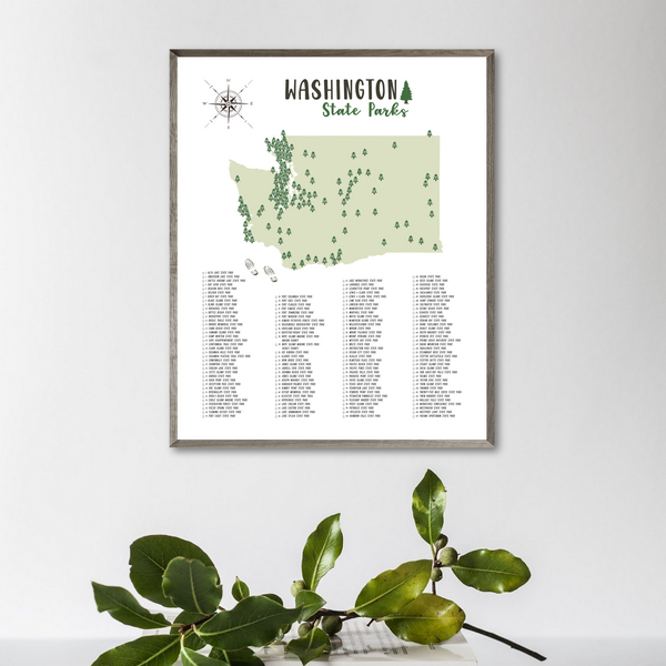 washington state parks map poster-gift for adventurer