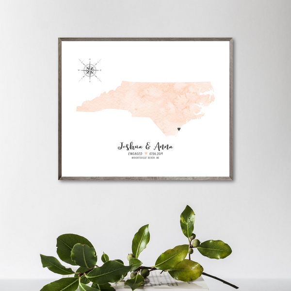 personalized engagement location map-anniversary gift map