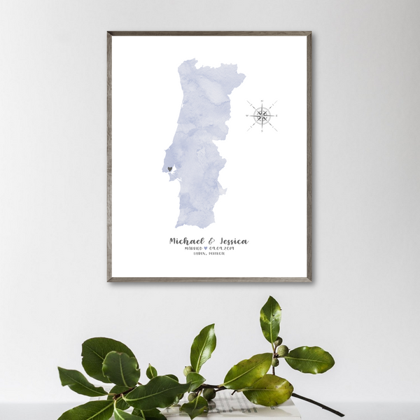 watercolor map-personalized wedding map print