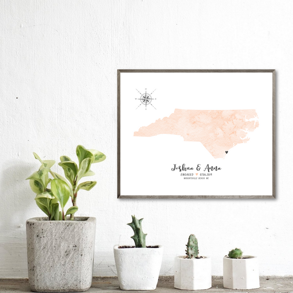 personalized engagement location map print-engagement map gift
