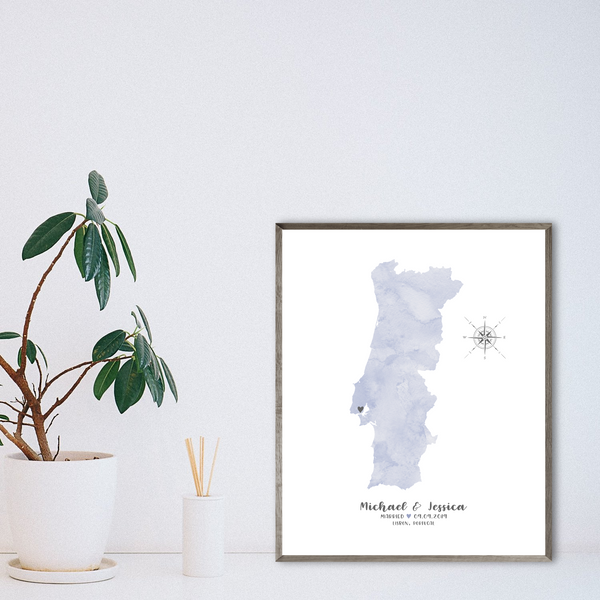 personalized wedding map print-watercolor map-gift for couple