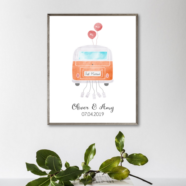 personalized just married van print-wedding gift for van couple
