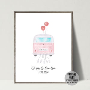 personalized van print-just married van poster-gift for couple