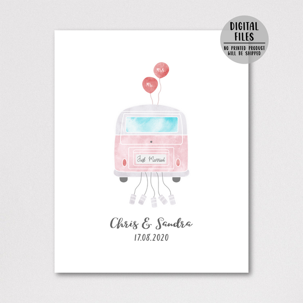personalized wedding gift for couple-just married van poster