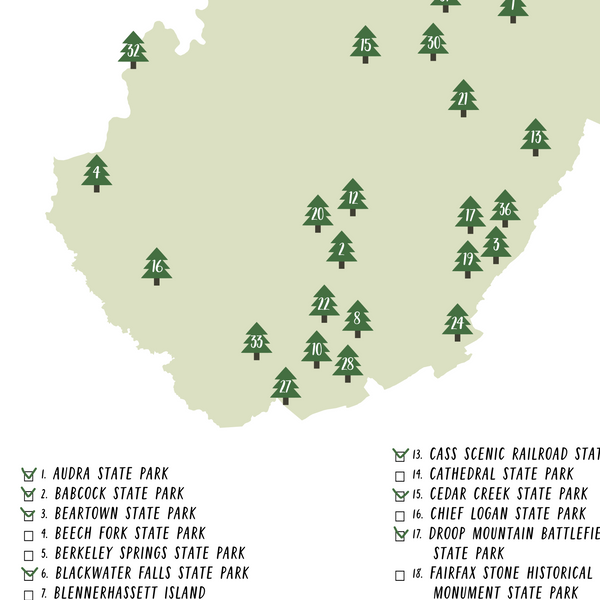 west virginia state parks map-west virginia state parks checklist