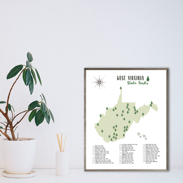 west virginia state parks map poster-travel gift ideas-gift map
