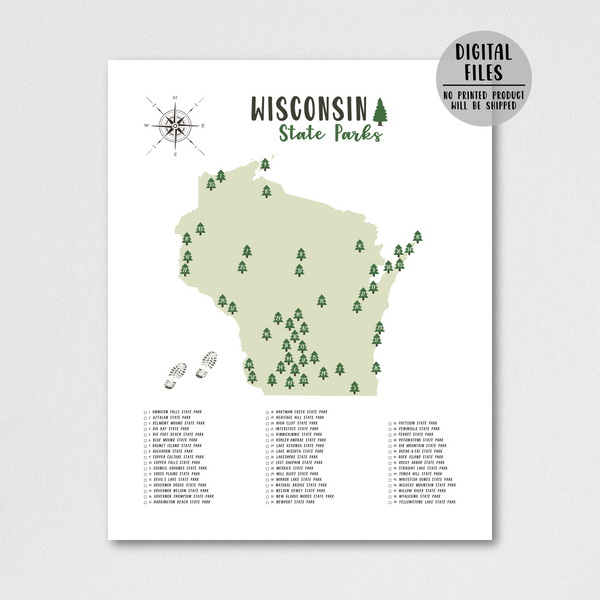 wisconsin state parks map print-gift for hiker