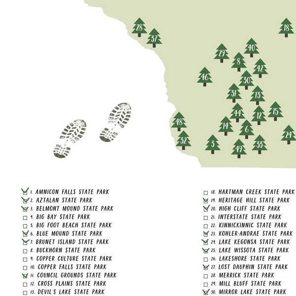 wisconsin state parks map-wisconsin state parks checklist