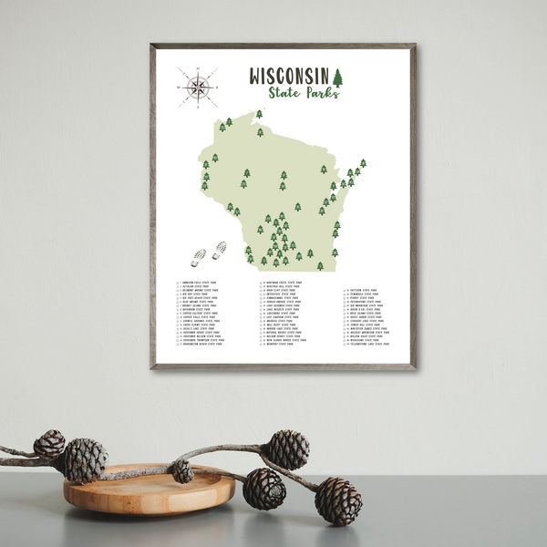 wisconsin state parks map print-map gift for traveler