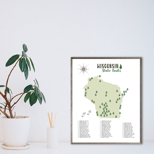 wisconsin state parks map poster-wiscons map gifr for him