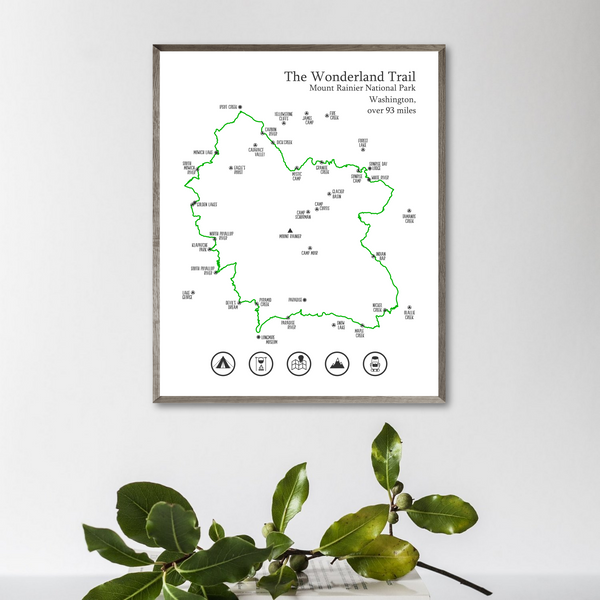 wonderland trail map print-adventure gift-hiking map poster